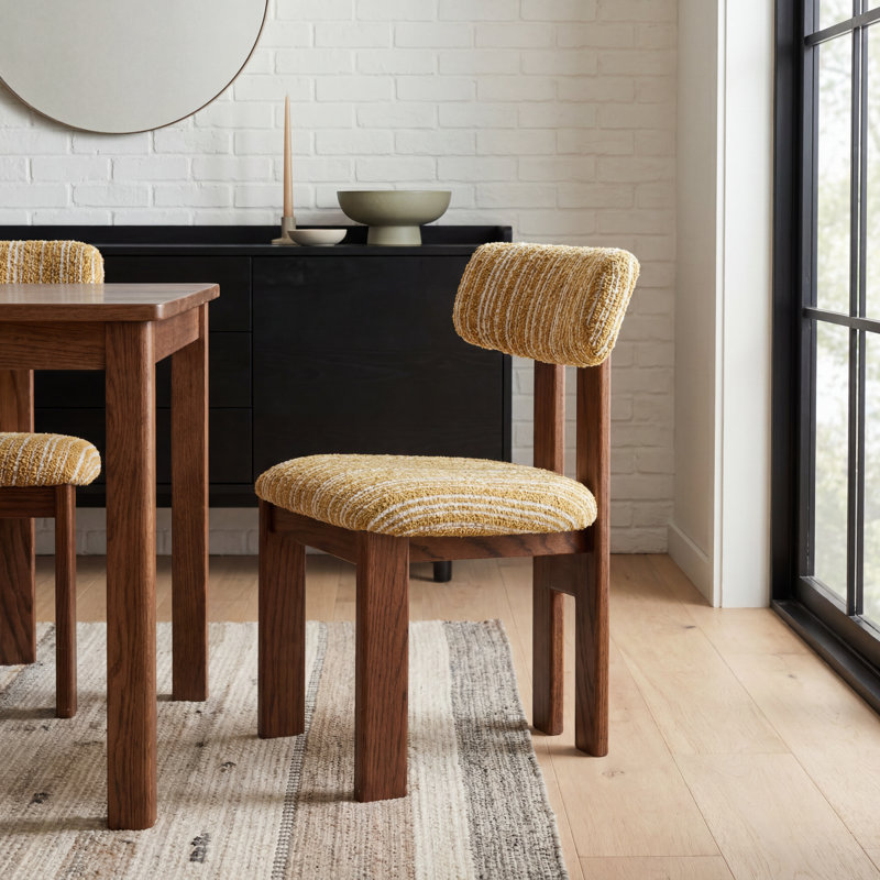  Chaises de salle à manger rembourrées en chêne massif, Light Beige Chenille