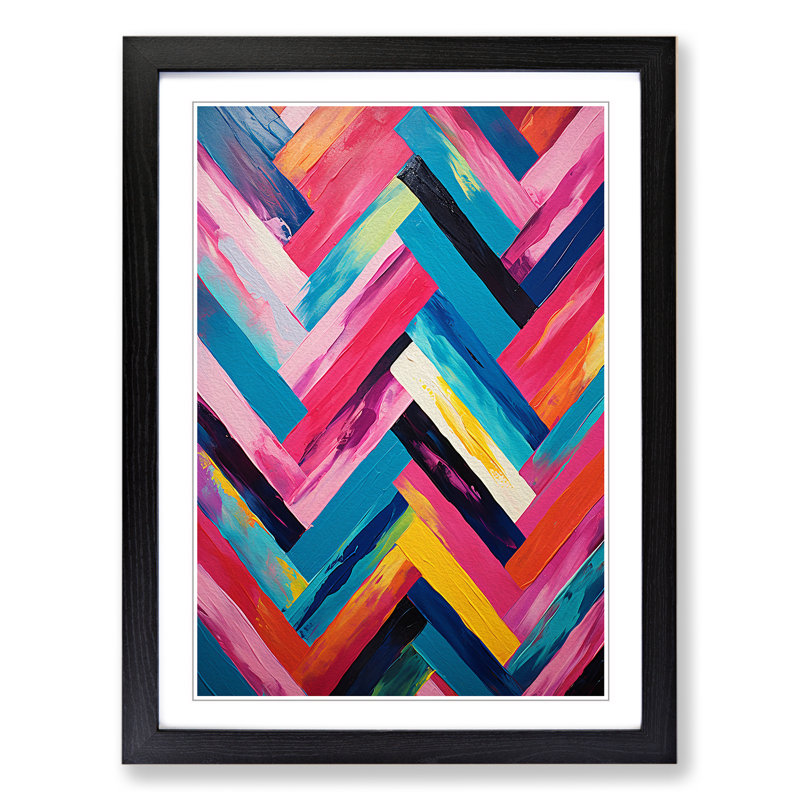 Chevrons Action 1 Piece Single Picture Frame Wall Art, 34cm H x 25cm W x 2cm D, Black Framed