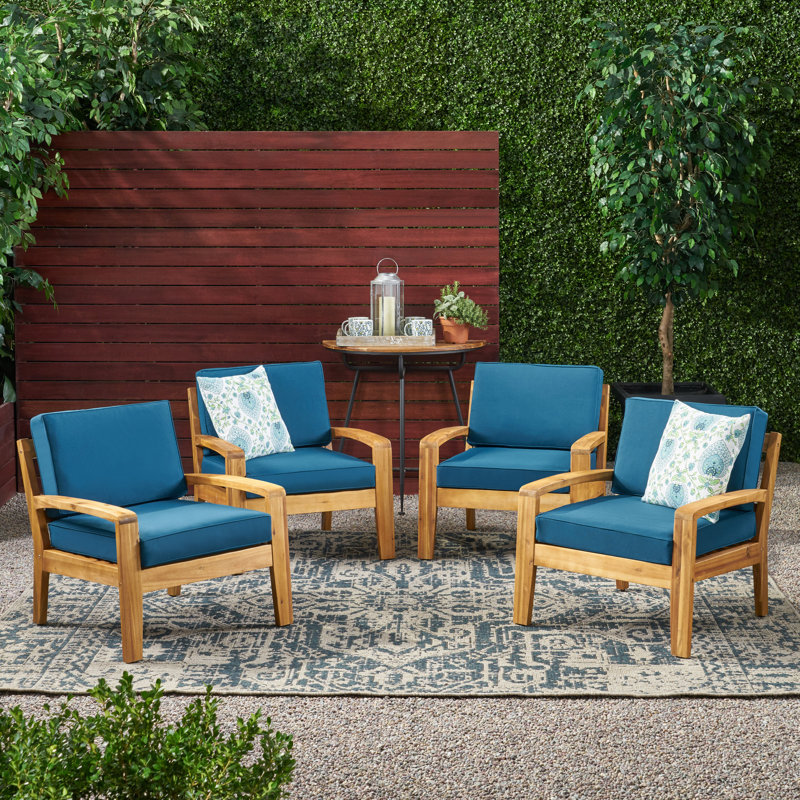 Chaise de patio avec coussins braxton, Teck