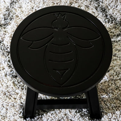 Wooden Stool With Queen Bee Design - And Versatile For Various Applications Themed Step Stool, Color Rubberwood, Options