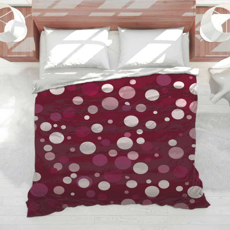 Édredon à pois contemporain, Édredon grand, Pois rouges