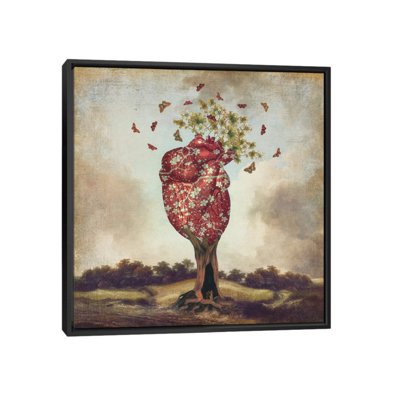 « love tree », reproduction d’impression sur toile, H 18 po x l 18 po x P 1,5 po, Pas de tapis, Toile avec cadre noir