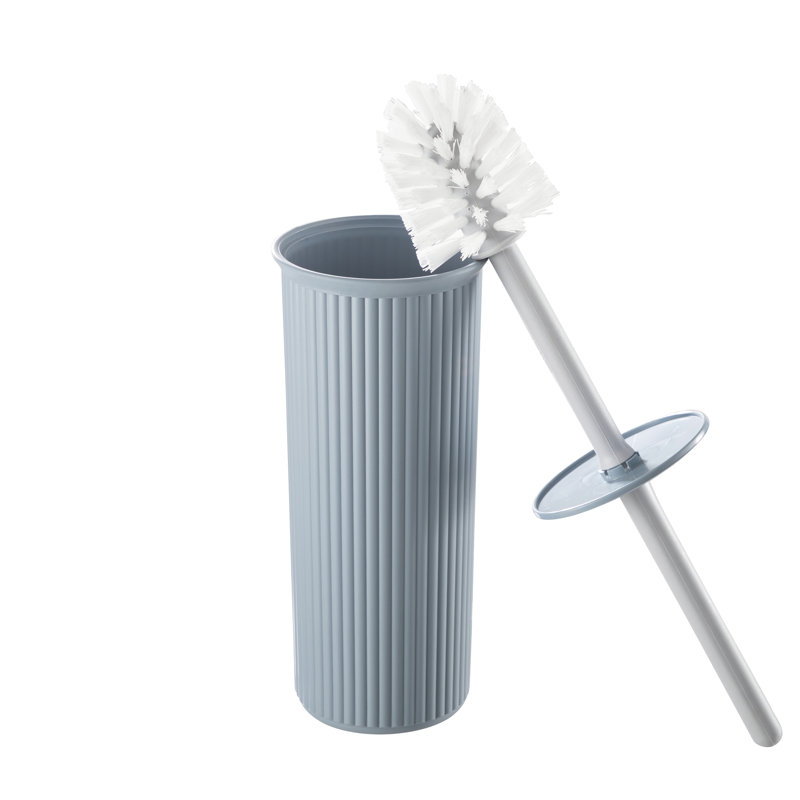 Ribbed 4" Plastic Free-standing Toilet Brush, Stone Blue