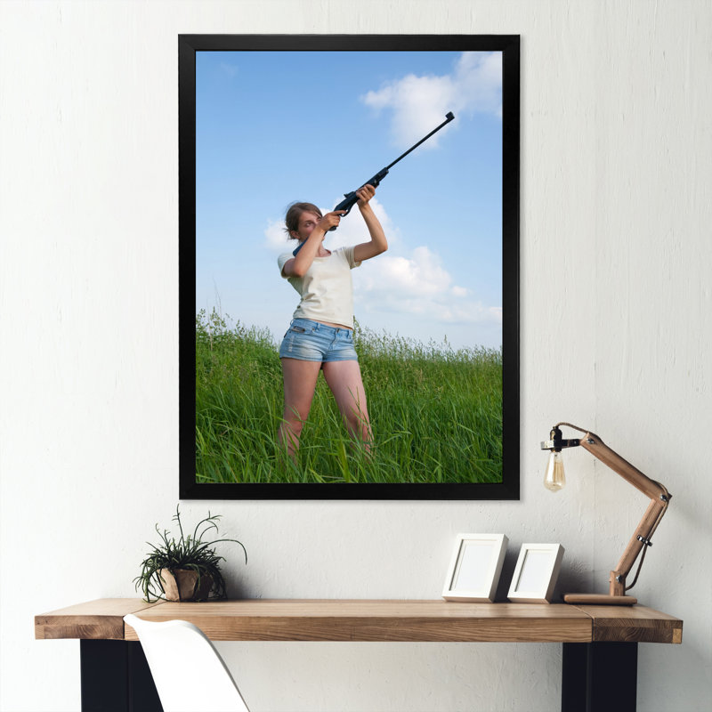 Chasse au lever du soleil II sur toile, H 32 po x l 16 po x P 1 po, Cadre photo noir