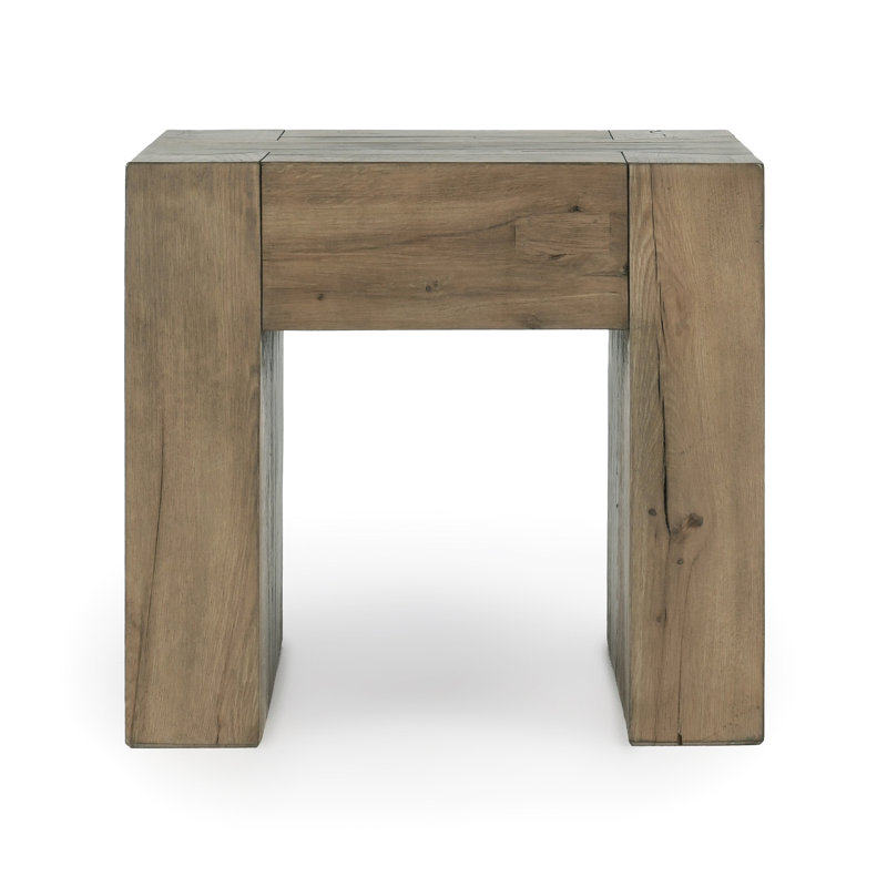 Solid Wood Sled End Table, Brown