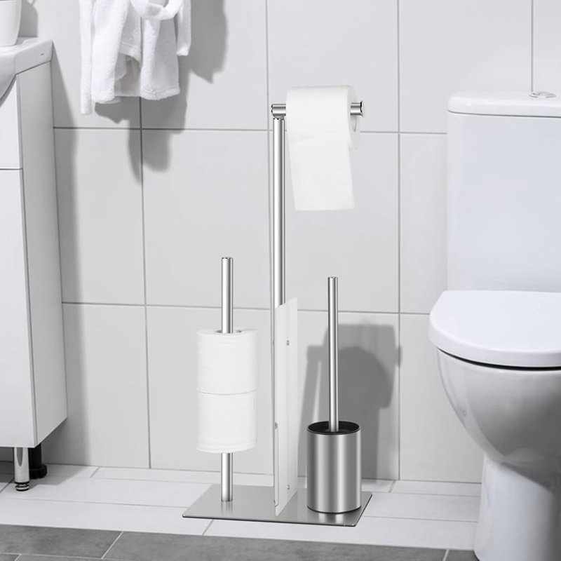 Free Standing Toilet Paper Holder, Silver