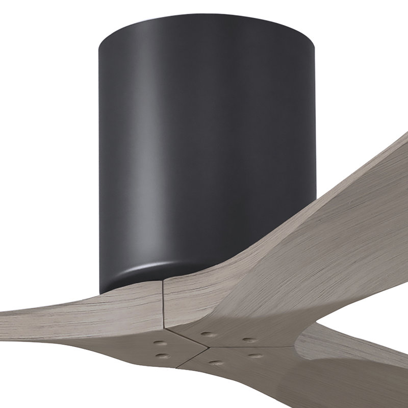 Ventilateur de plafond à 3 pales Olivier, Noir mat, Ton bois de frêne gris, 42"