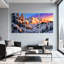 Hiver, forêt, montagnes enneigées, coucher de soleil, arbres de pin, ensemble de 3 impressions sur toile-367191846