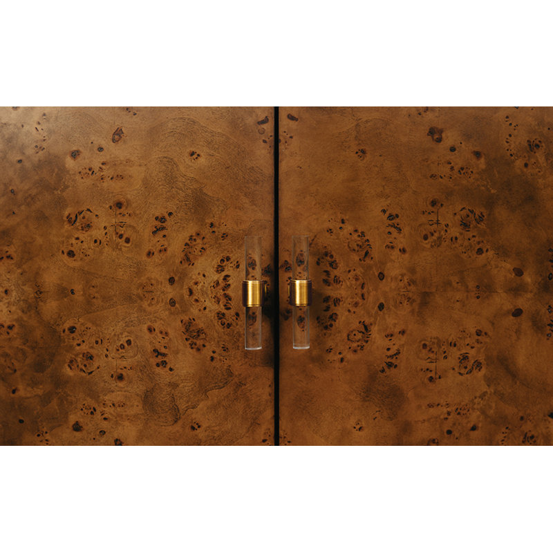 Buffet 60 po Ariel, Laiton antique / bois de ronce foncé