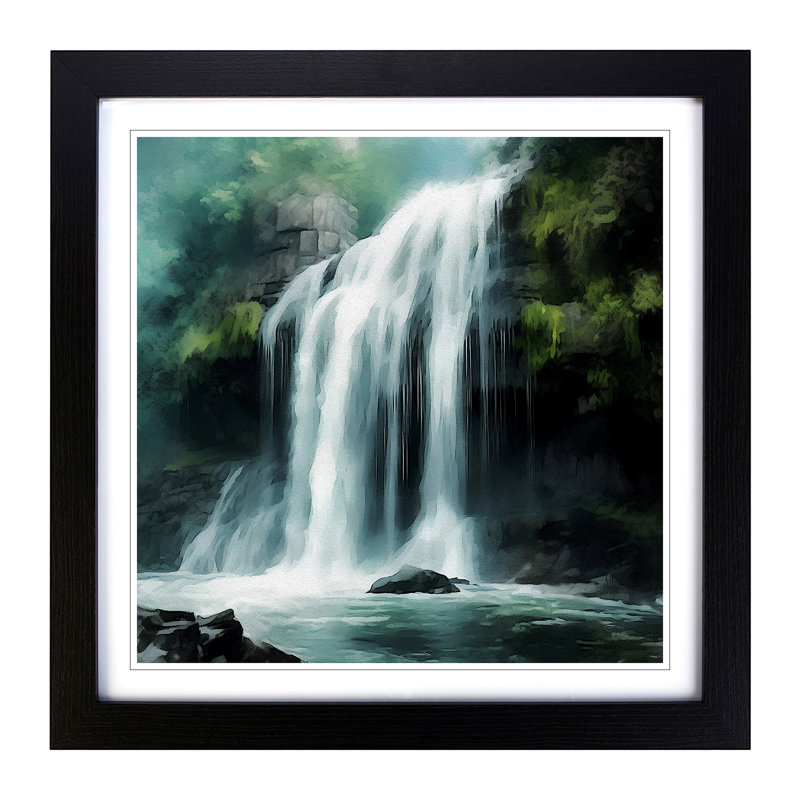 Waterfall Digital Art - Framed Print, Black