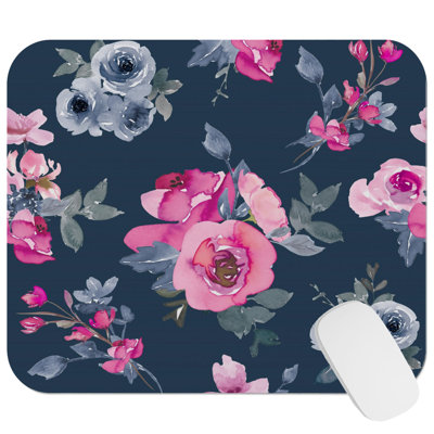 Floral Flowers Pattern IX Modern Gaming Cute Office Laptop Desk Pad Gift Mat Square Rectangle Non-Slip Mousepad
