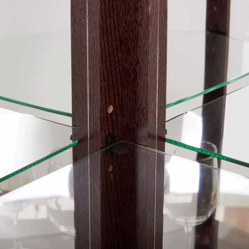 Armoire d'angle en verre antique, Brun