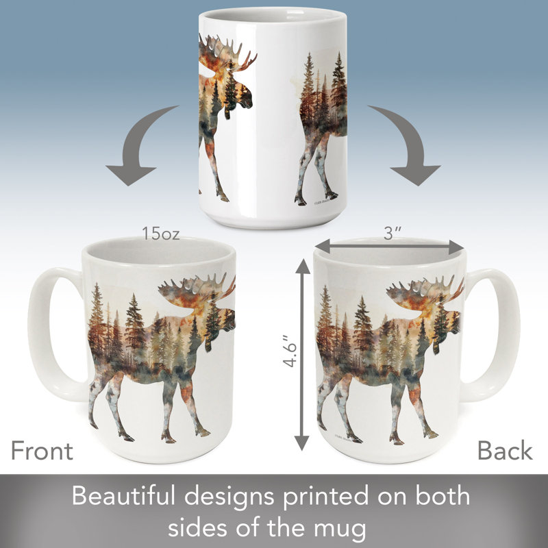 Silhouette d'orignal 15 oz. Tasse décorative en céramique