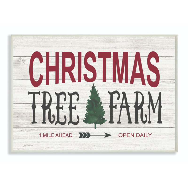 Christmas Trees Farm - reproduction d'art textuel, Plaque en bois, H 10 po x l 15 po