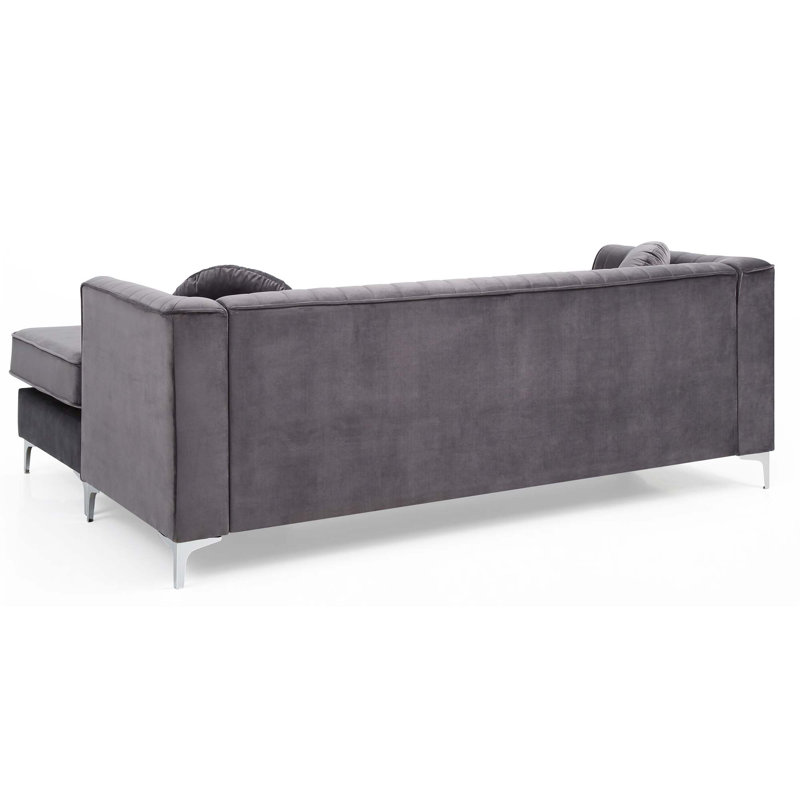 Canapé en L 75 po, Gris