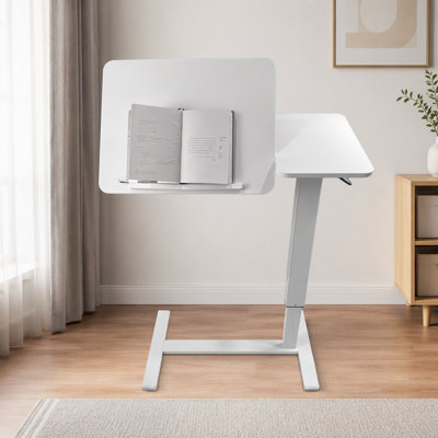 Overbed Bedside Desk, Mobile Rolling Laptop Stand Tilting Overbed Table with Wheels, Height Adjustable Tray Table for Laptop Bed Sofa Side Table, Beds