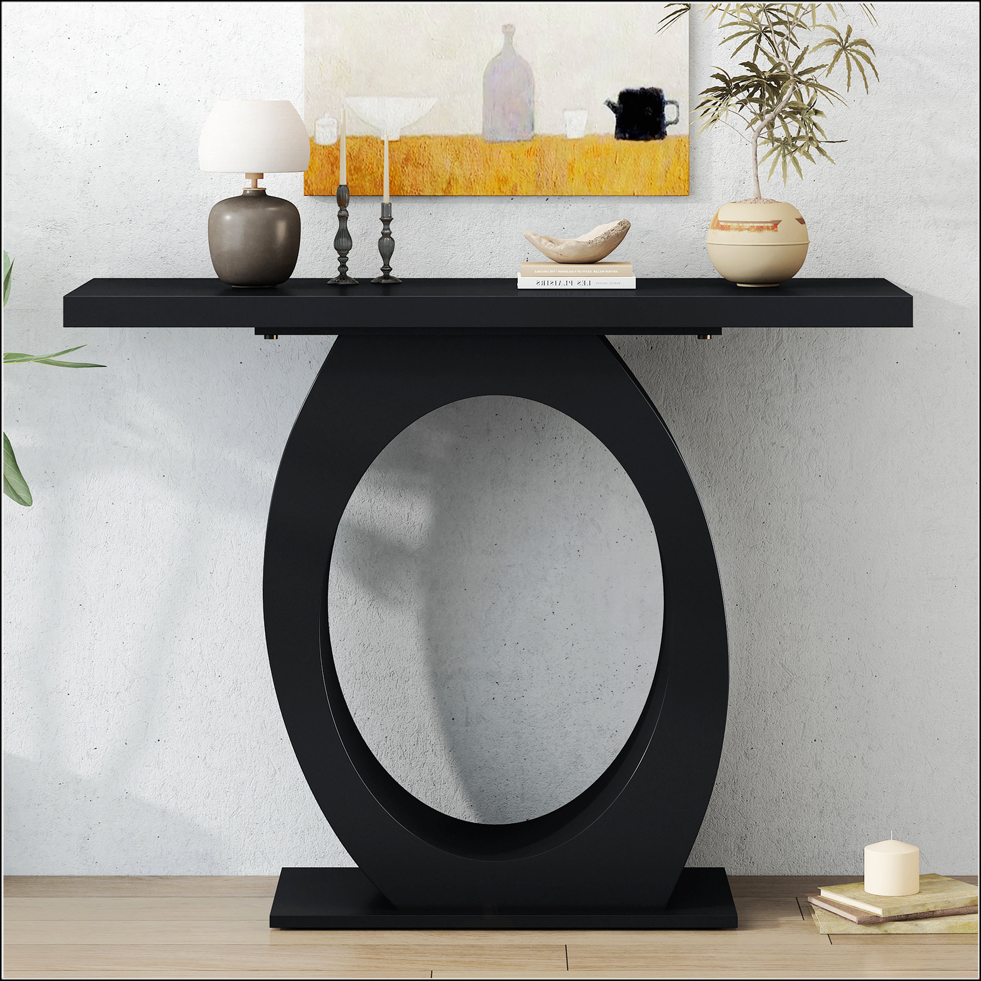 Ivy Bronx Stylish Modern Console Table With Egg-Shaped Base For ...