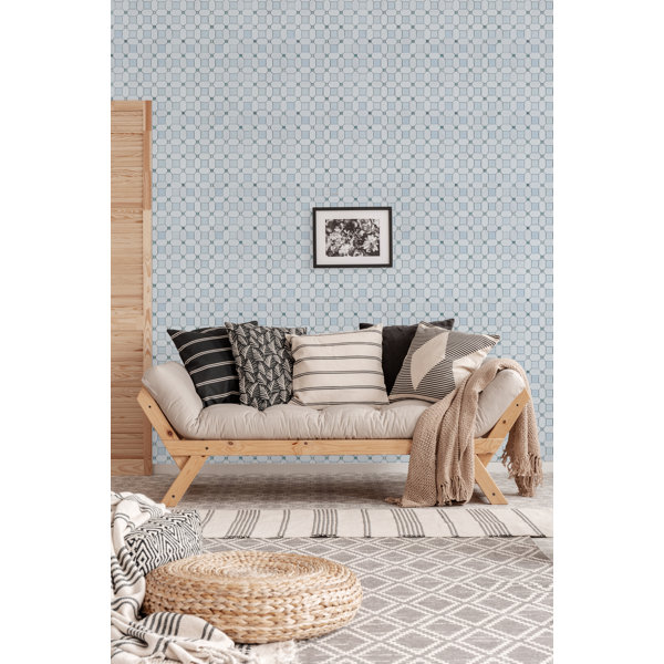 Thassos White, Blue Celeste & Ming Green Geometric Polished Marble Mosaic Wall & Floor Tile
