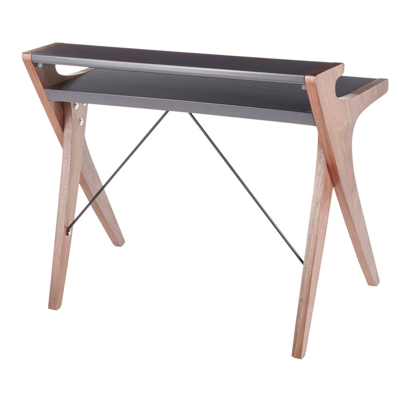 Bureau contemporain en bois de noyer avec plateau en bois gris