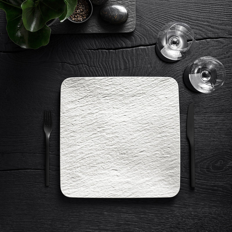 Assiette carrée 12,75 po Villeroy & Boch, Blanc