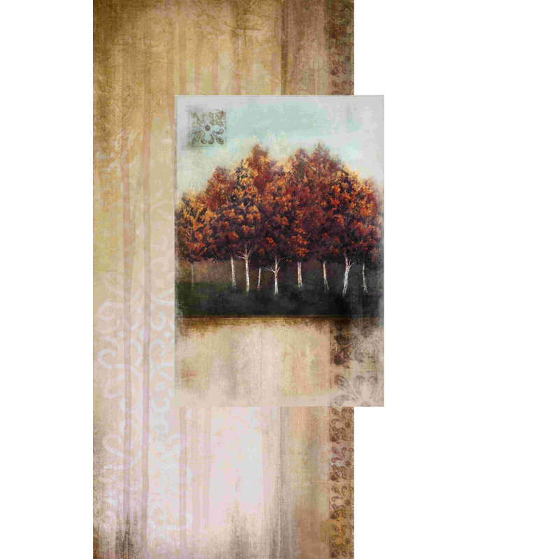 Bronze bouleaux - peinture sur toile tendue, H 12 po x l 8 po