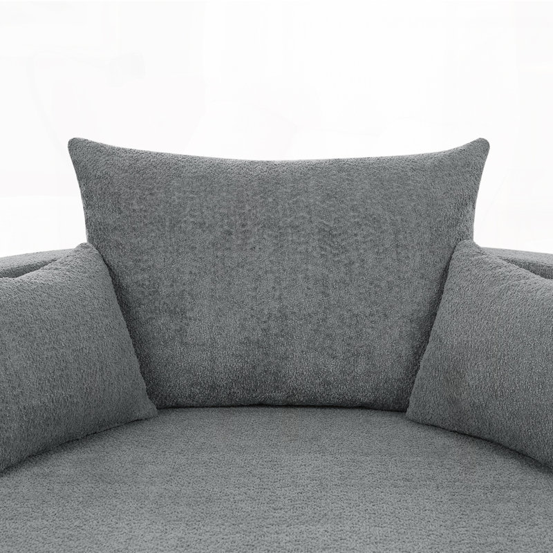 Chunni 360° Swivel Chenille Accent Chair with Removable Pillows, Gray, 26.9" H x 55.1" W x 55.1" D