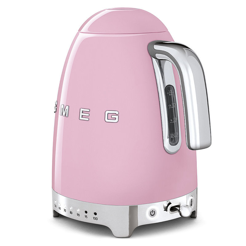 Smeg KLF04 50s Style Retro Variable Temperature Kettle, Pink