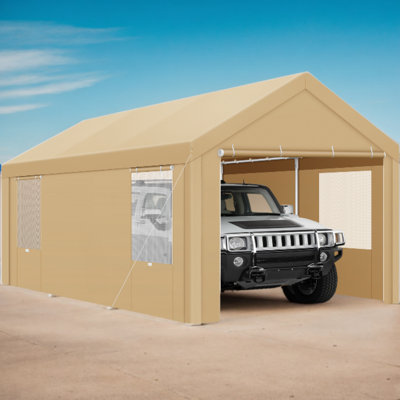 10'Wx20'D Heavy Duty Portable Garage, Upgraded Carport with Built-in Sandbags