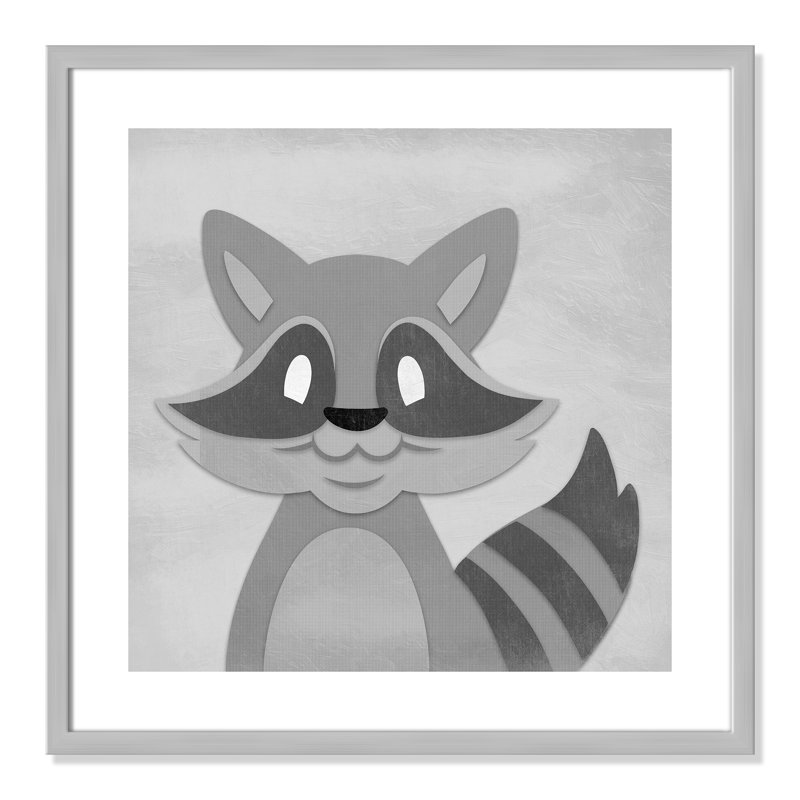 Impression sur papier Cheery Racoon, H 22,5 po x l 22,5 po x P 1,18 po, Encadré de boîte argent
