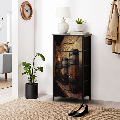 Commode pour chambre à coucher Commode pour garde-robe de chambre à coucher Commode et commode en tissu avec 4 tiroirs