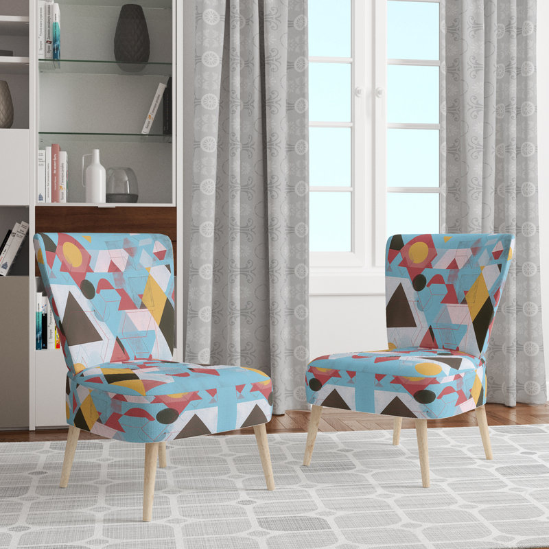 Chaise d'appoint rembourrée Geometric Hexagons, Mélange de polyester bleu
