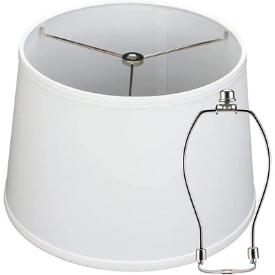 Abat-jour en tissu de lin naturel fabriqué à la main sur un dessus de 10 po x 12 po de diamètre x 9 po de hauteur (lin blanc) (ensemble de 2)