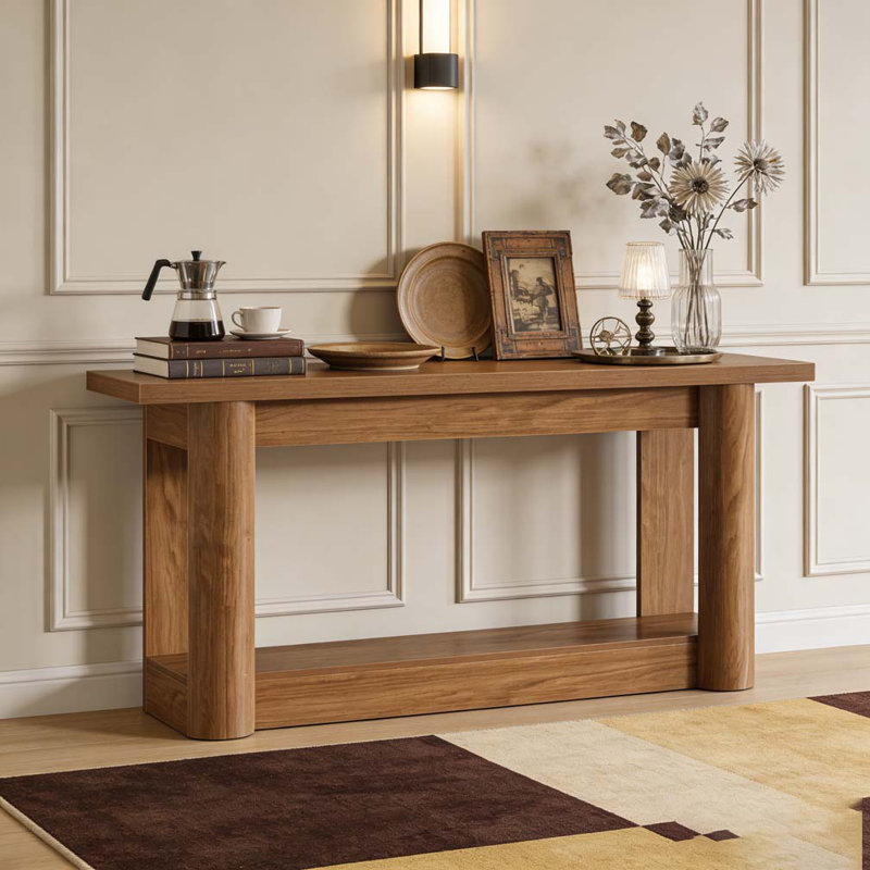 Table d'entrée, console à 2 niveaux, Brun
