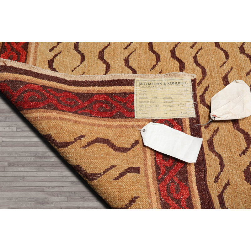 Tapis rectangulaire unique de style Shand: 2 pi 11 po x 4 pi 11 po
