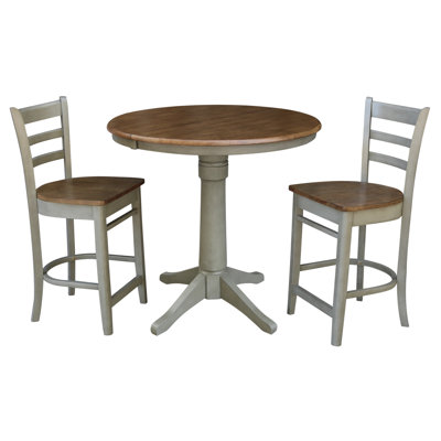 Clidy Counter Height Extendable Solid Wood Dining Set by Rosalind Wheeler