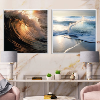 Photo de plage, vagues et côtes - ensemble de 2 carrés côtiers