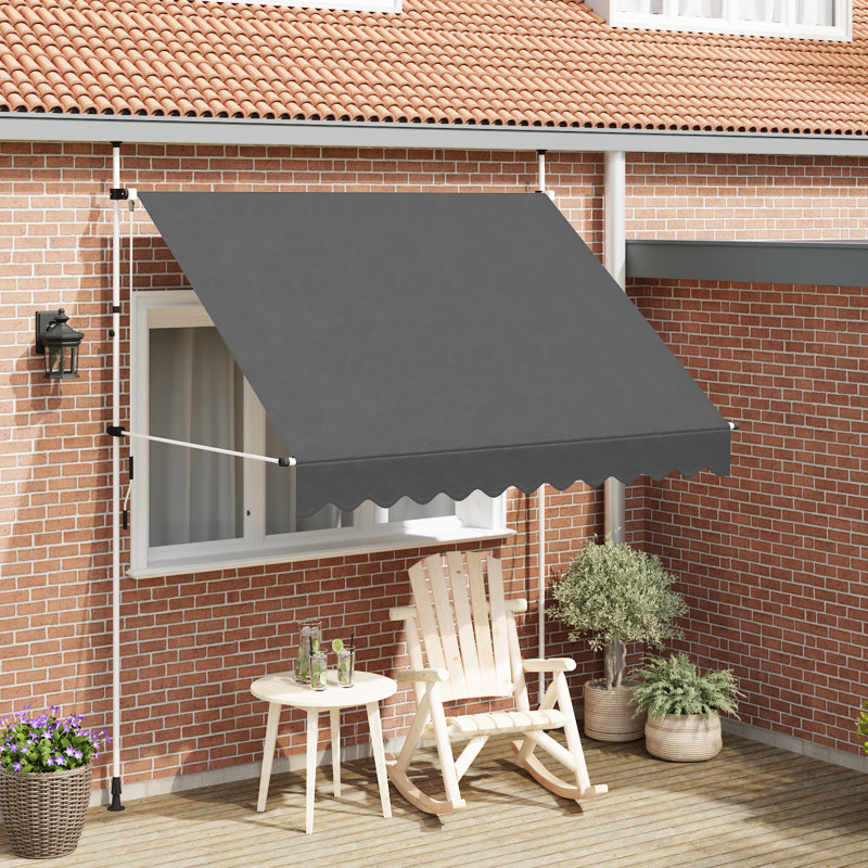 Rollox Retractable Patio Awning, Anthracite, 250cm W x 100cm D