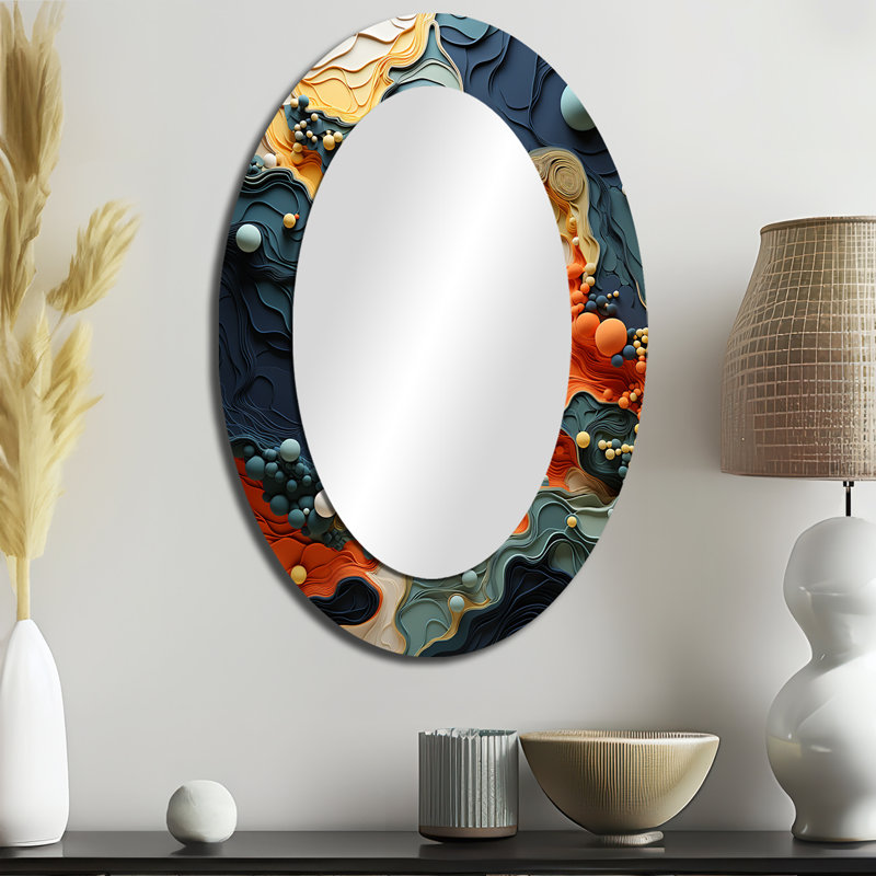 Biomorphism Organic Forms II - Miroir mural moderne ovale, 36 po x 24 po