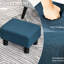 Repose-pieds avec tissu en lin bleu et pieds en plastique massif, tabouret de pied confortable pour le décor du salon, pieds rembourrés pour