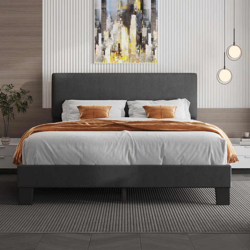 Breeyana Upholstered Standard Bed, Light Gray