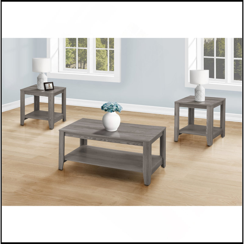 Ensemble de table, ensemble de 3 pièces, café, bout, côté, décor, salon, stratifié gris, transitionnel