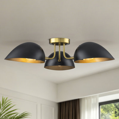 Plafonnier semi-encastré 3 lumières industriel moderne Spoutnik