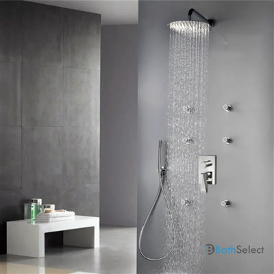 Ensemble de douche mural Bravat avec mélangeur thermostatique et jets de corps Bravat Luxury