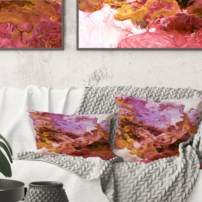 Coussin décoratif imprimé rose et rose, 16 po x 16 po