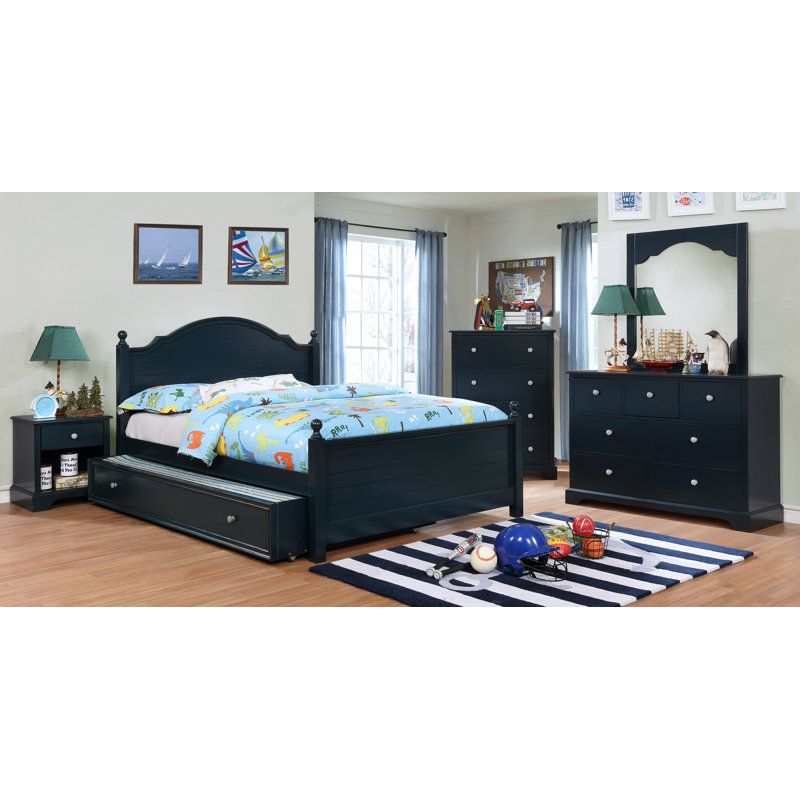 Commode 7 tiroirs avec miroir Evanoff, Bleu