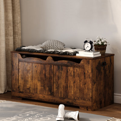 Storage Chest, Storage Trunk with 2 Secure Hinge, 100 cm Lift-Top Storages Bench, Wooden Storages Organizer, Shoe Bench for Entryway, Bedroom, Living Room 