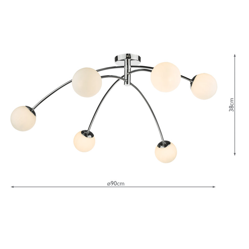 Silvia Glass Semi Flush Mount, Chrome