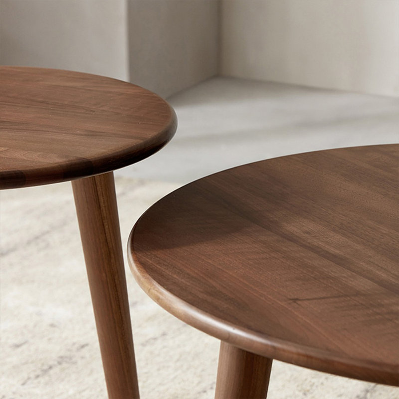 Walnut Solid Wood Round Coffee Table Sets