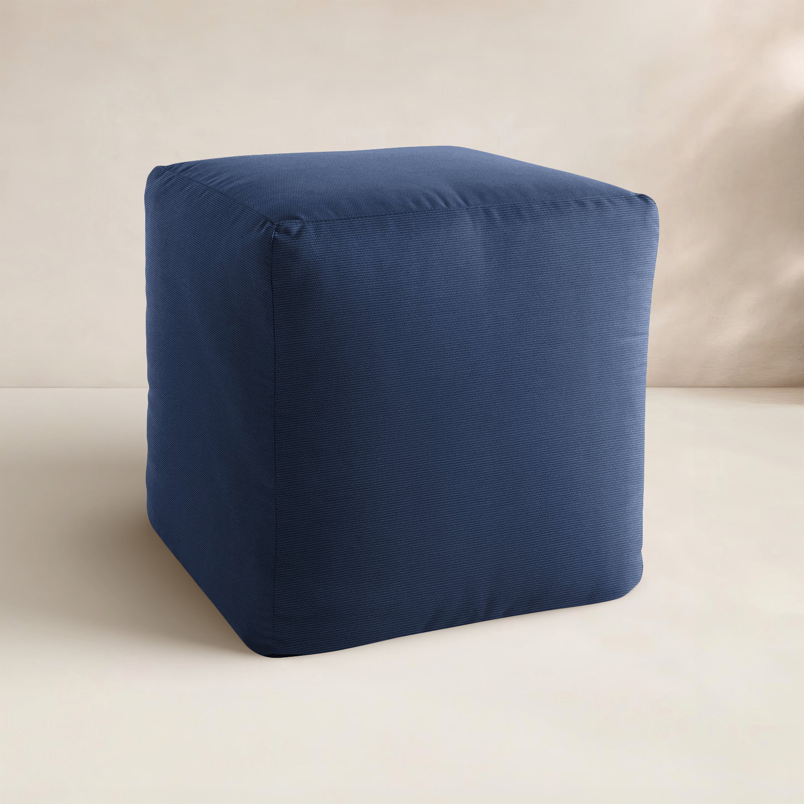 Upholstered Outdoor Ottoman, Canvas Navy