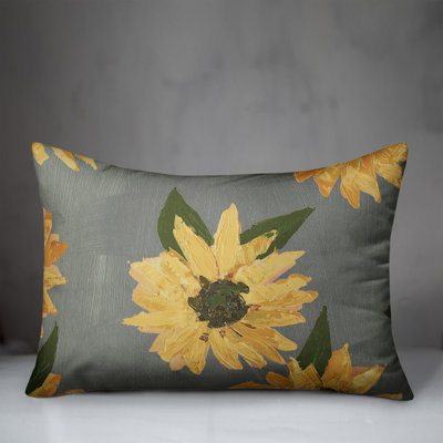  Painted Sunflower 16 Outdoor Rectangular Pillow Cover & Insert